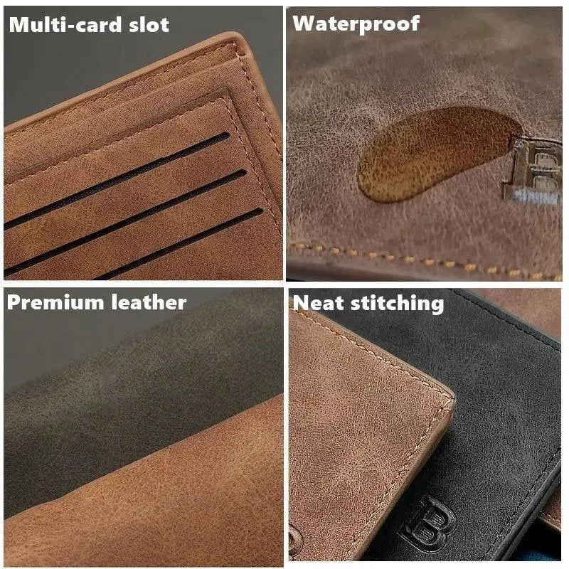 Leather Wallet For Men Minimalist Coin Purse Slim Design