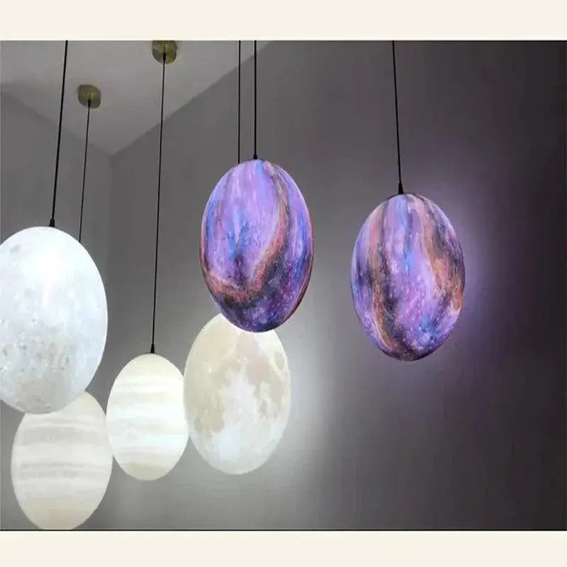 Led 3D Print Moon Pendant Hanging Lamps Indoor Lighting