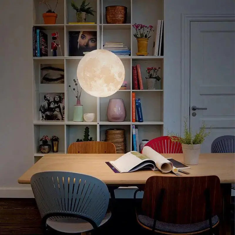 Led 3D Print Moon Pendant Hanging Lamps Indoor Lighting