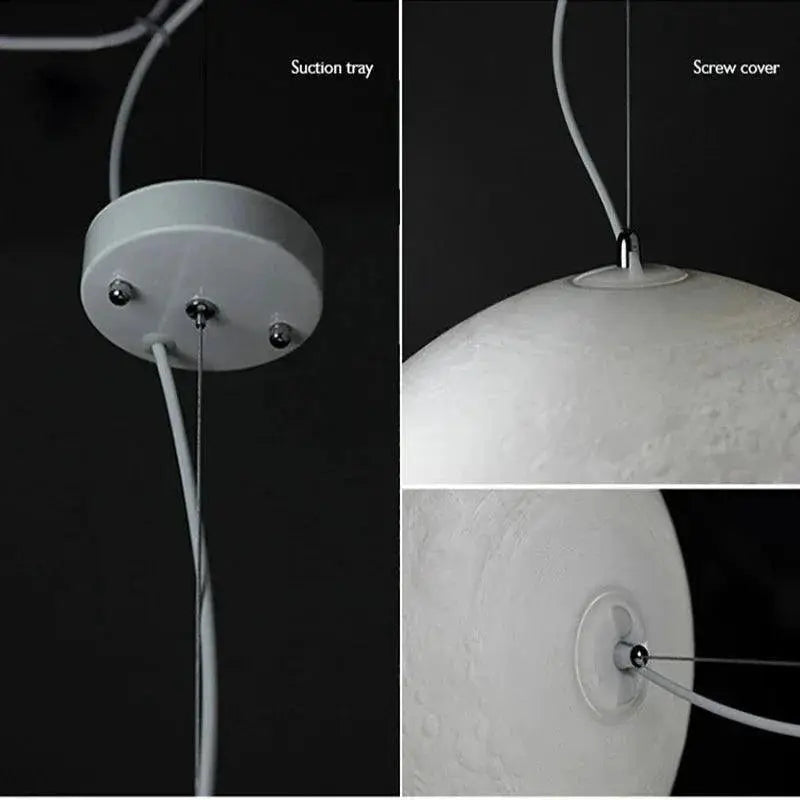 Led 3D Print Moon Pendant Hanging Lamps Indoor Lighting
