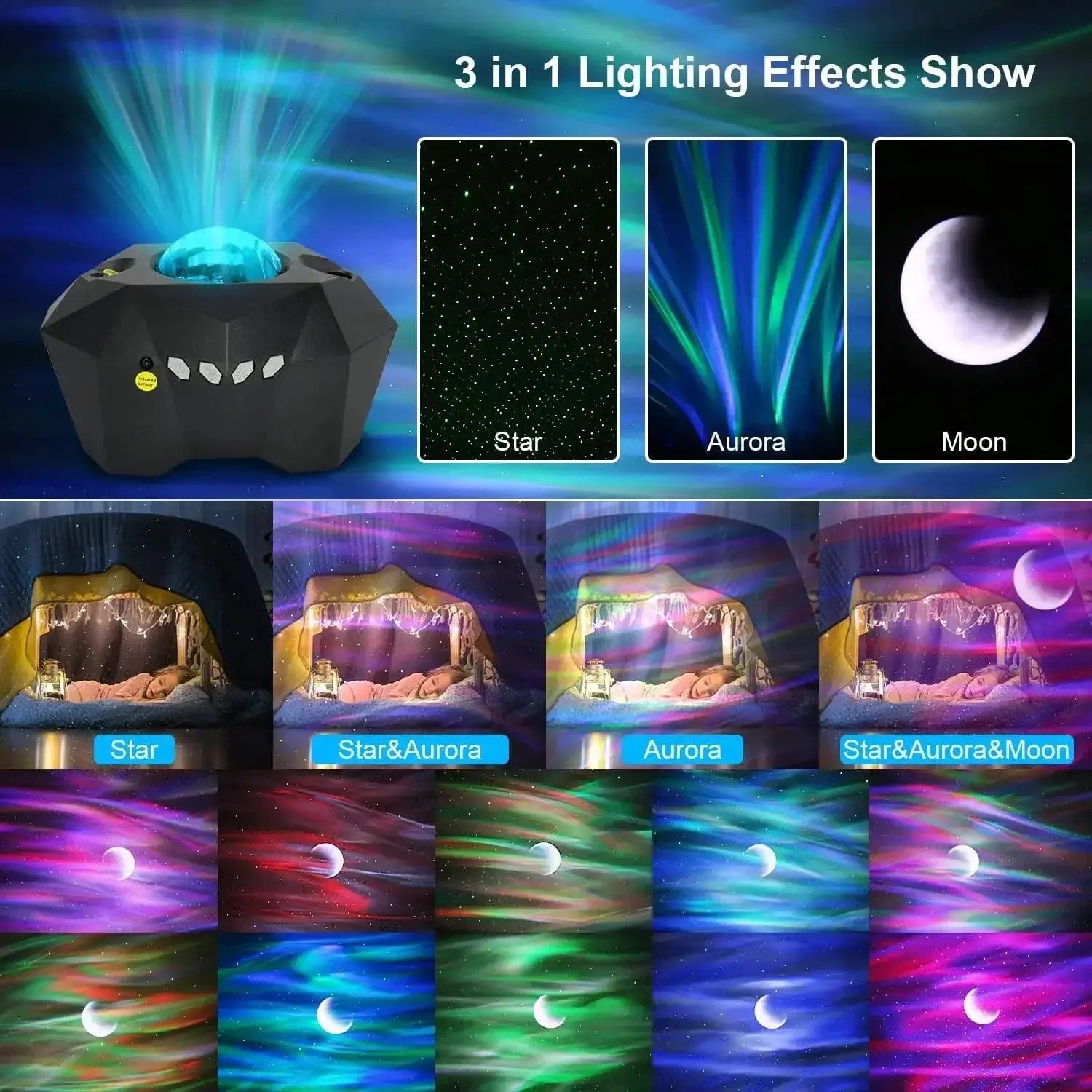LED Aurora Projector Galaxy Starry Sky Lamp Nightlights Gift