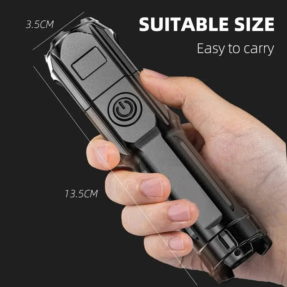 LED Camping Flashlight USB Rechargeable Waterproof Zoomable
