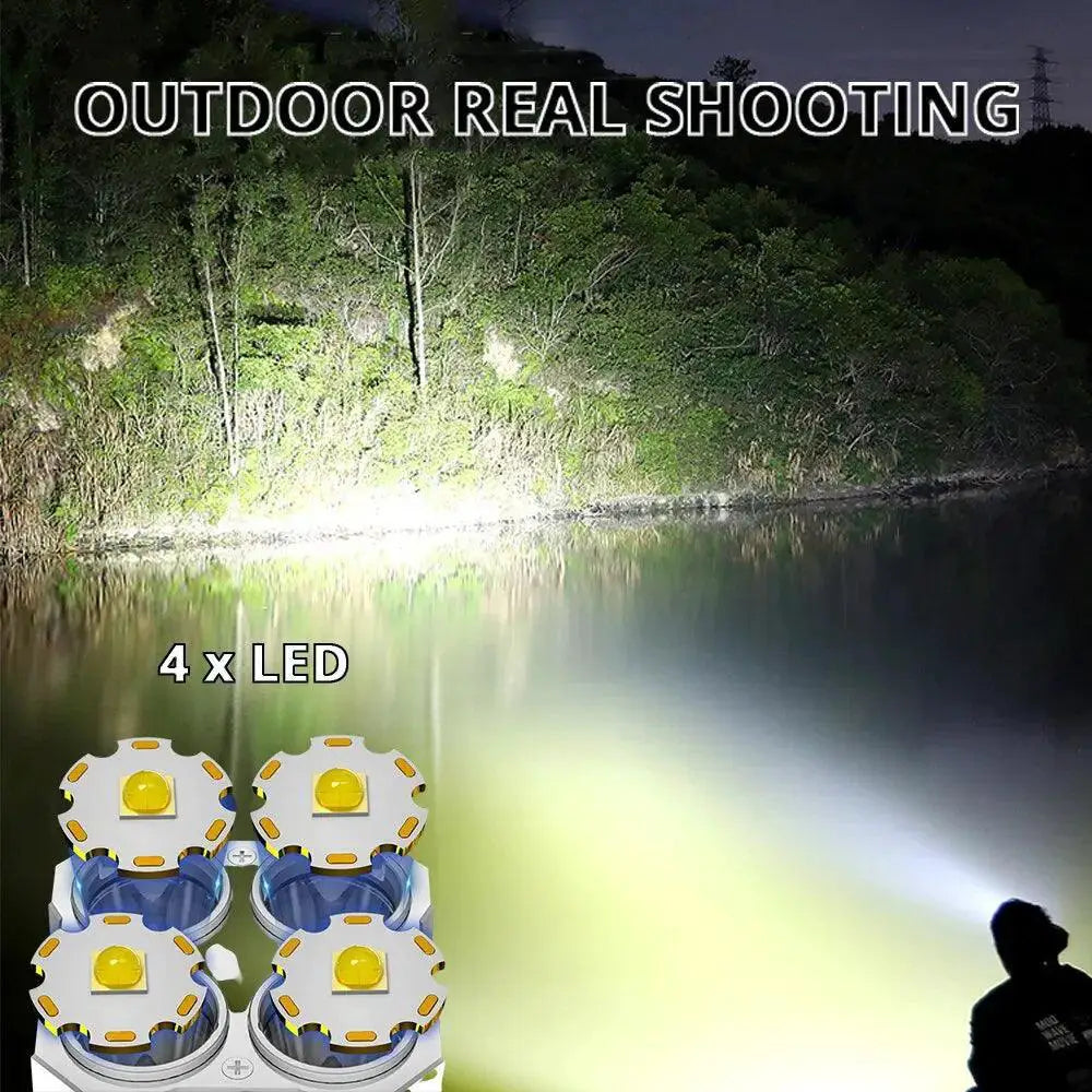 LED Camping Torch Rechargeable Flashlight Outdoors
