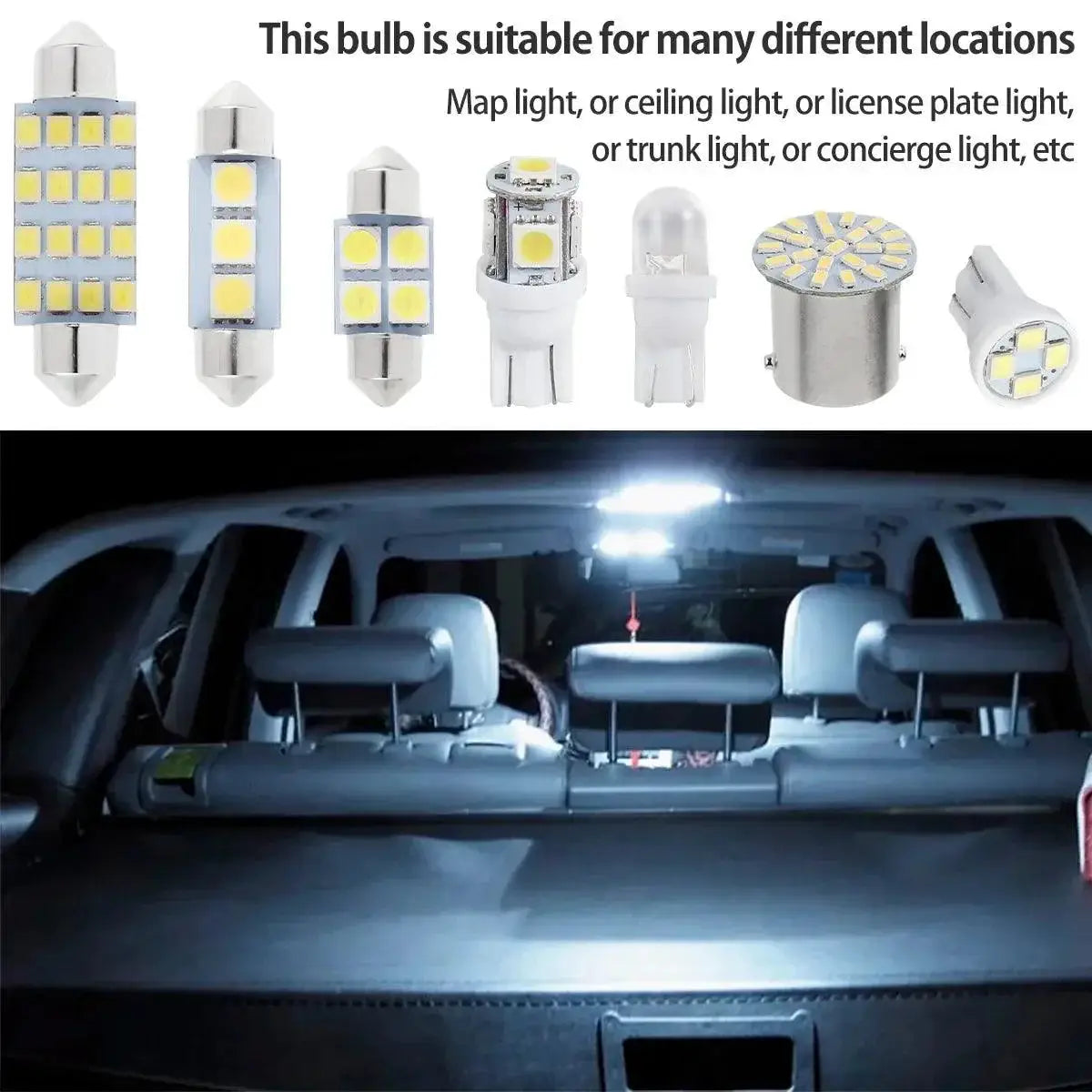 LED Car Interior Lights T10 Xenon White SMD Bulbs 42Pcs Set