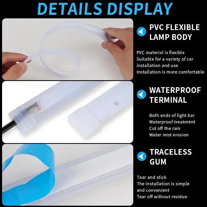 LED DRL Car Flexible Waterproof Strip Lights For Safety