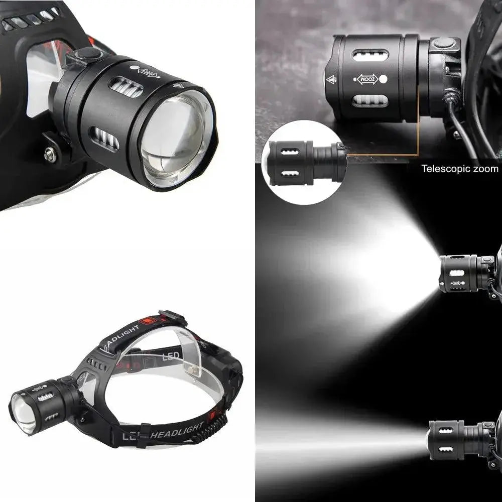 Led Headlamp Flashlight Tiger Style Fishing Lantern Outdoors