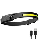 LED Headlamp Sensor Headlight USB Rechargeable Motion Torch