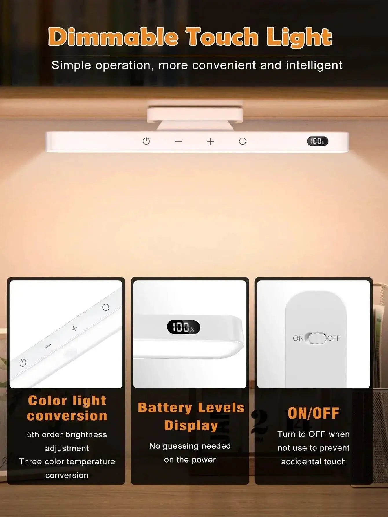 LED Magnetic Desk Lamp With Rechargeable Battery Night Light