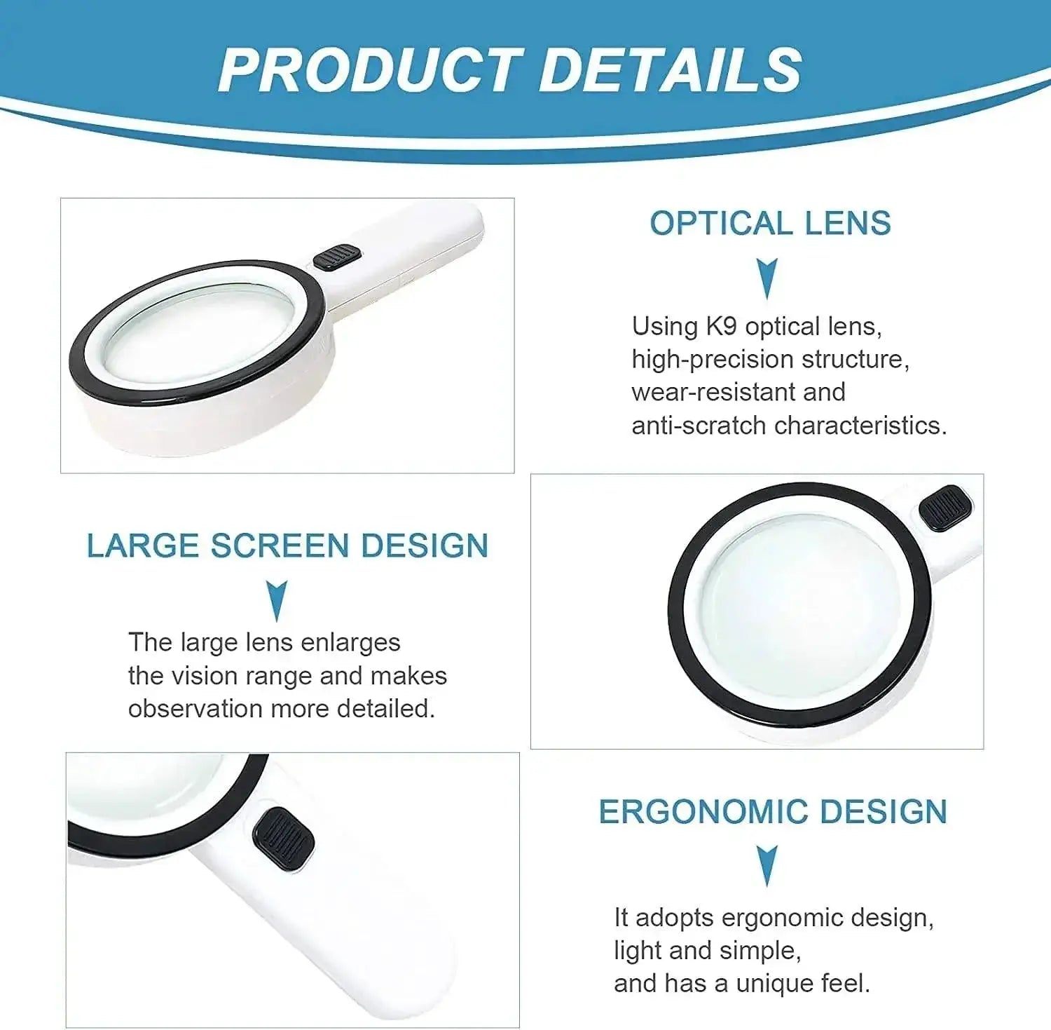 LED Magnifying Glass With Light For Elderly Reading Tool