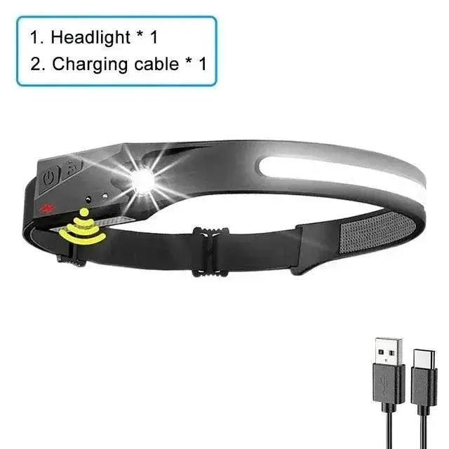 LED Motion Sensor USB Rechargeable Headlamp For Camping