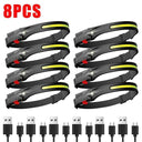 LED Motion Sensor USB Rechargeable Headlamp For Camping