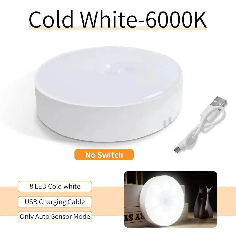 LED Motion Sensor Night Light Stairs Closets Rechargeable