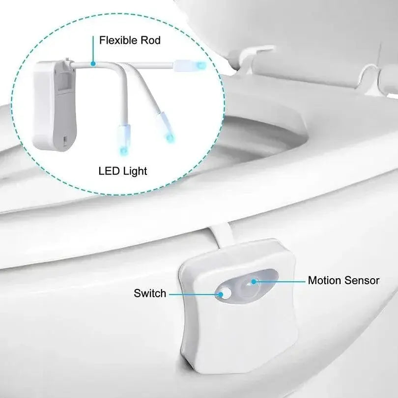 LED Motion Sensor Toilet Night Light 8 Colors Bowl Lighting