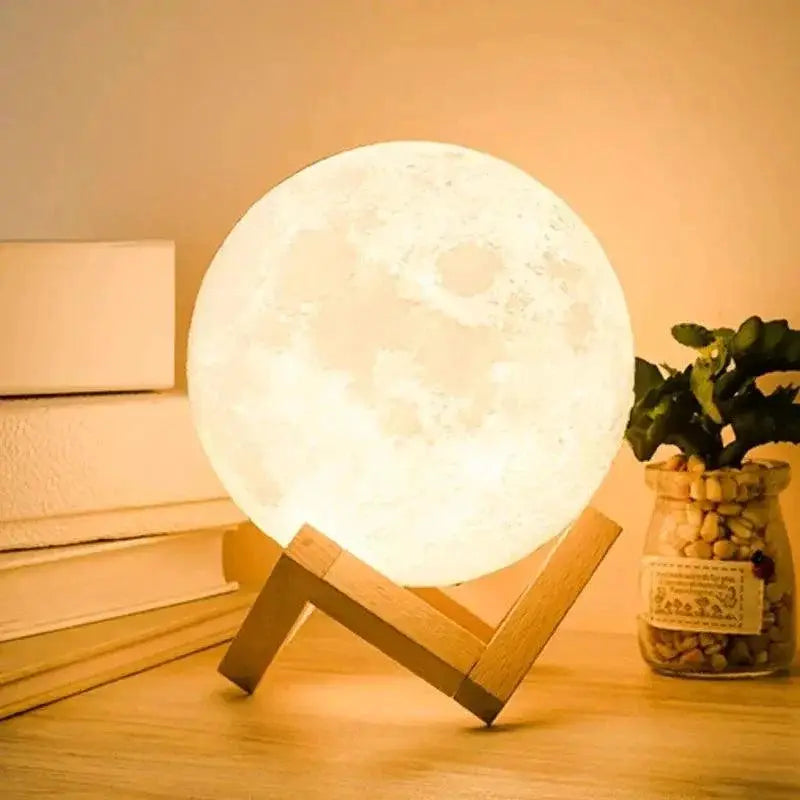 LED Moon Lamp 3D Printed Night Light Battery Powered Decor