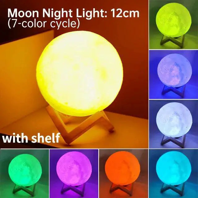 LED Moon Lamp Night Light 3D Printed Battery Powered Decor