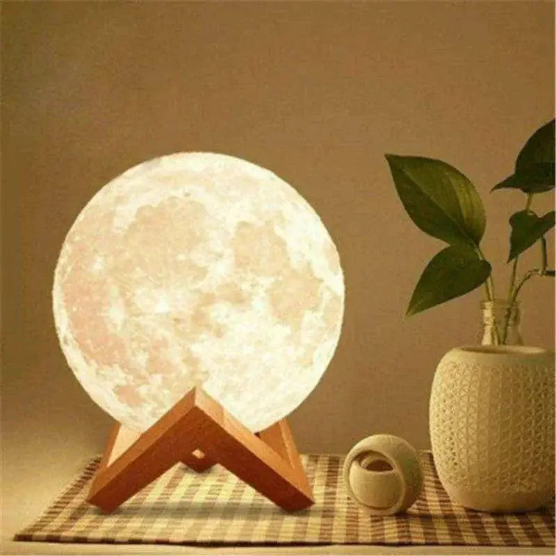 LED Moon Lamp Night Light 3D Printed Battery Powered Decor