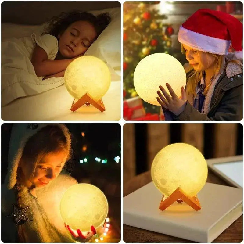 LED Moon Lamp 3D Printed Night Light Battery Powered Decor