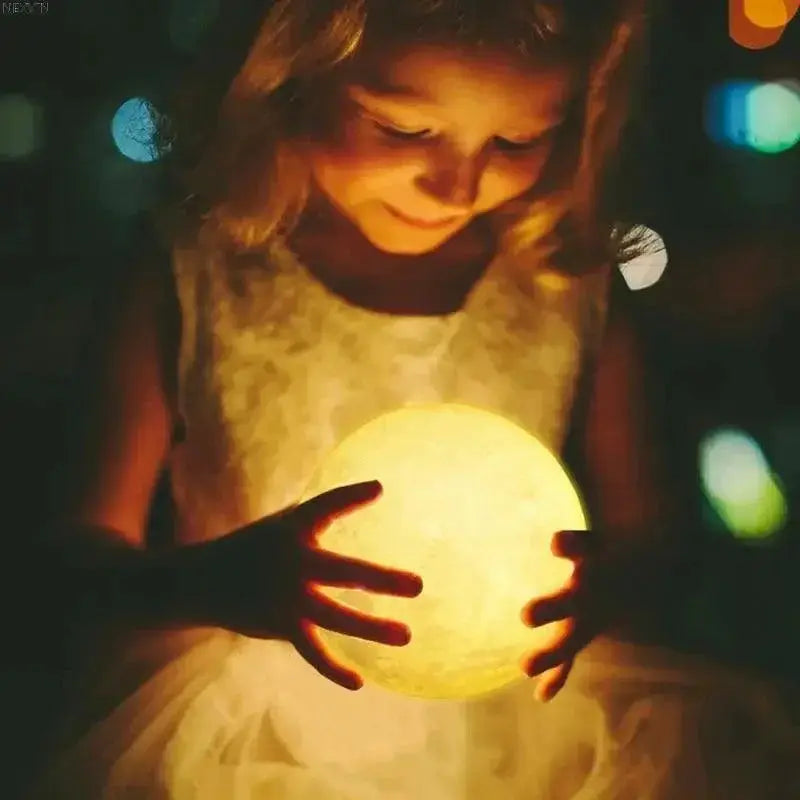 LED Moon Lamp 3D Printed Night Light Battery Powered Decor
