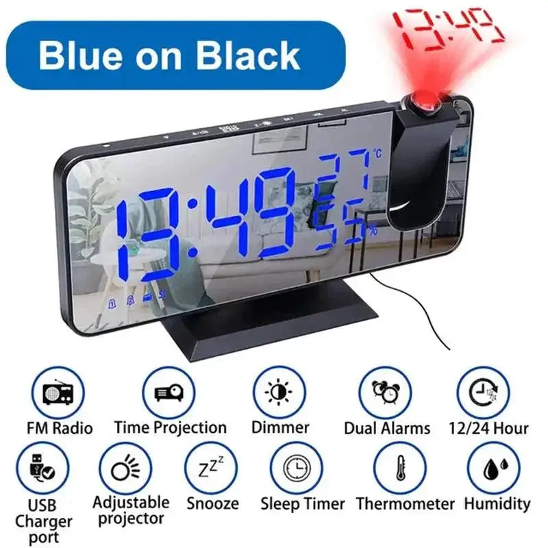 LED Projection Alarm Clock With FM Radio And Temperature