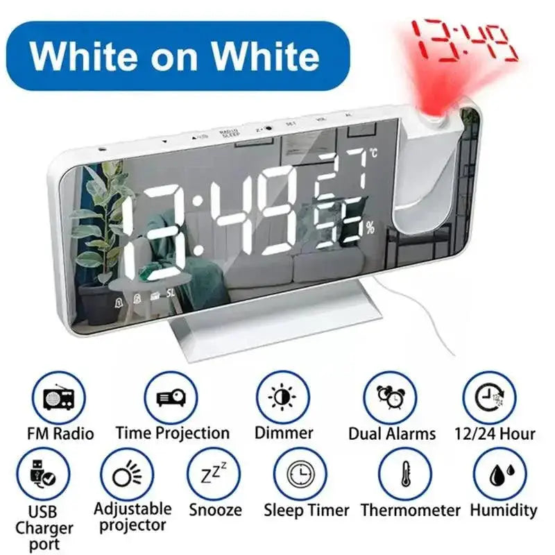 LED Projection Alarm Clock With FM Radio And Temperature