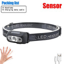LED Sensor Headlamp Bright Rechargeable Torch for Outdoors