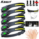 LED Sensor Headlamp Bright Rechargeable Torch for Outdoors