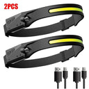 LED Sensor Headlamp Bright Rechargeable Torch for Outdoors