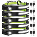 LED Sensor Headlamp Bright Rechargeable Torch for Outdoors