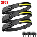 LED Sensor Headlamp Bright Rechargeable Torch for Outdoors