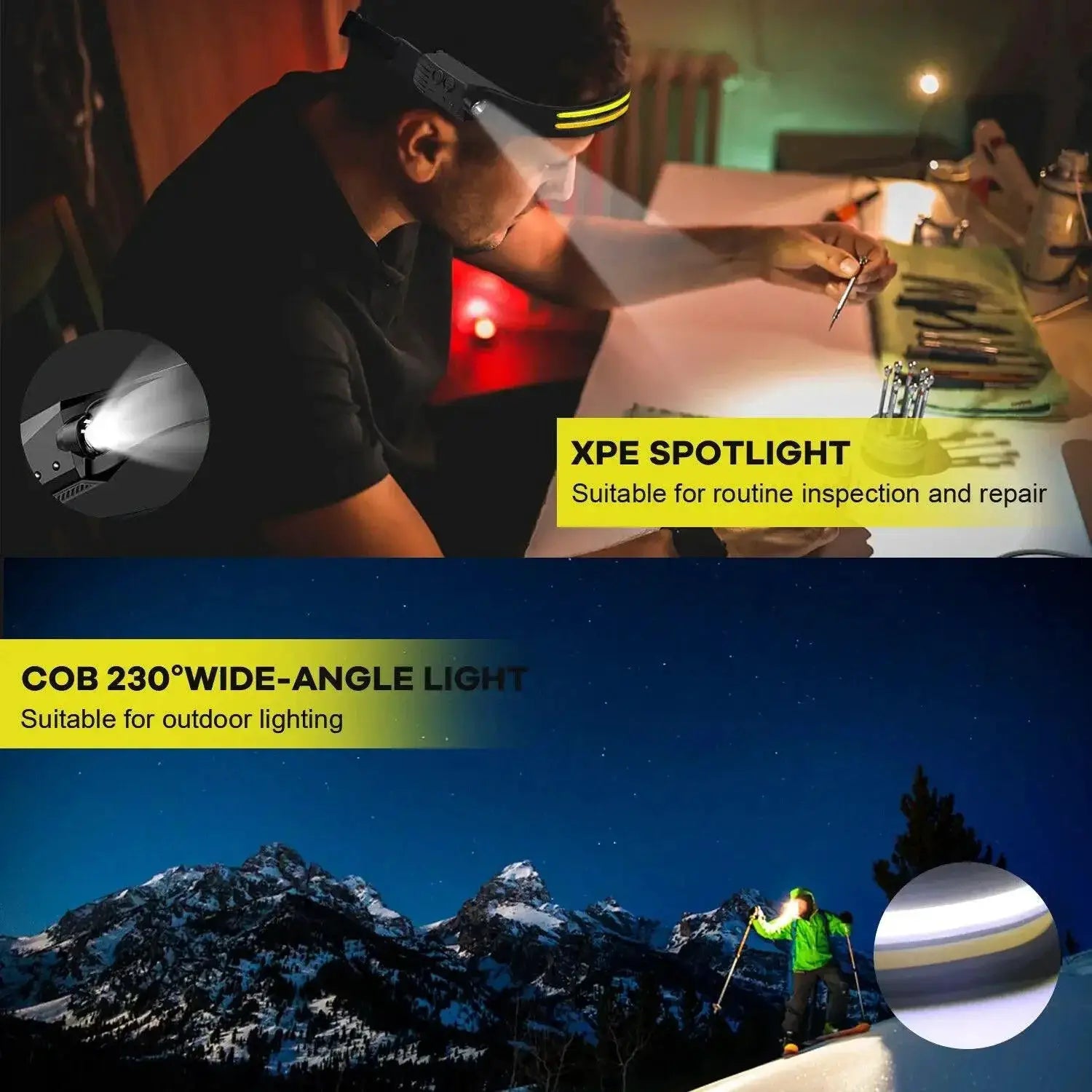 LED Sensor Headlamp Rechargeable for Outdoor Adventures