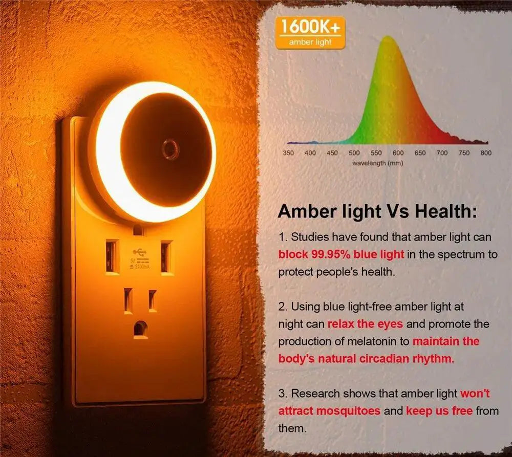 LED Smart Night Light Dusk To Dawn Sensor Wall Lamp