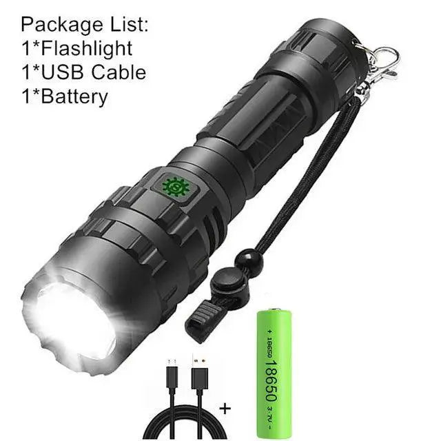 LED Tactical Hunting Flashlight USB Rechargeable Torch