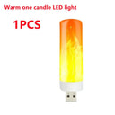 LED USB Atmosphere Light Flame Flashing Candle Lamp for Camping