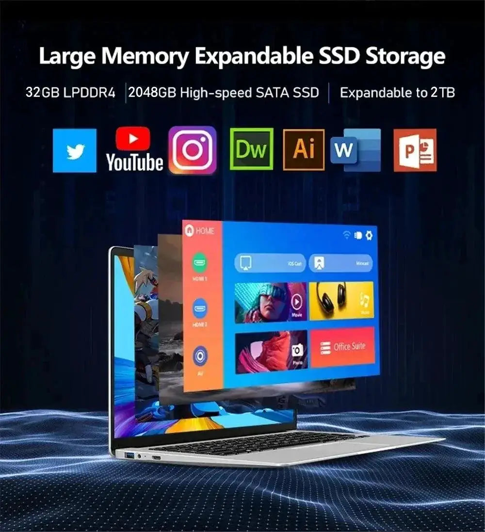 Leno 15.6 Inch Office Laptop 32GB DDR4 1024GB SSD Windows 11