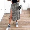 Leopard Floral High Waist Midi Skirt for Versatile Fashion