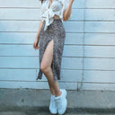 Leopard Floral High Waist Midi Skirt for Versatile Fashion