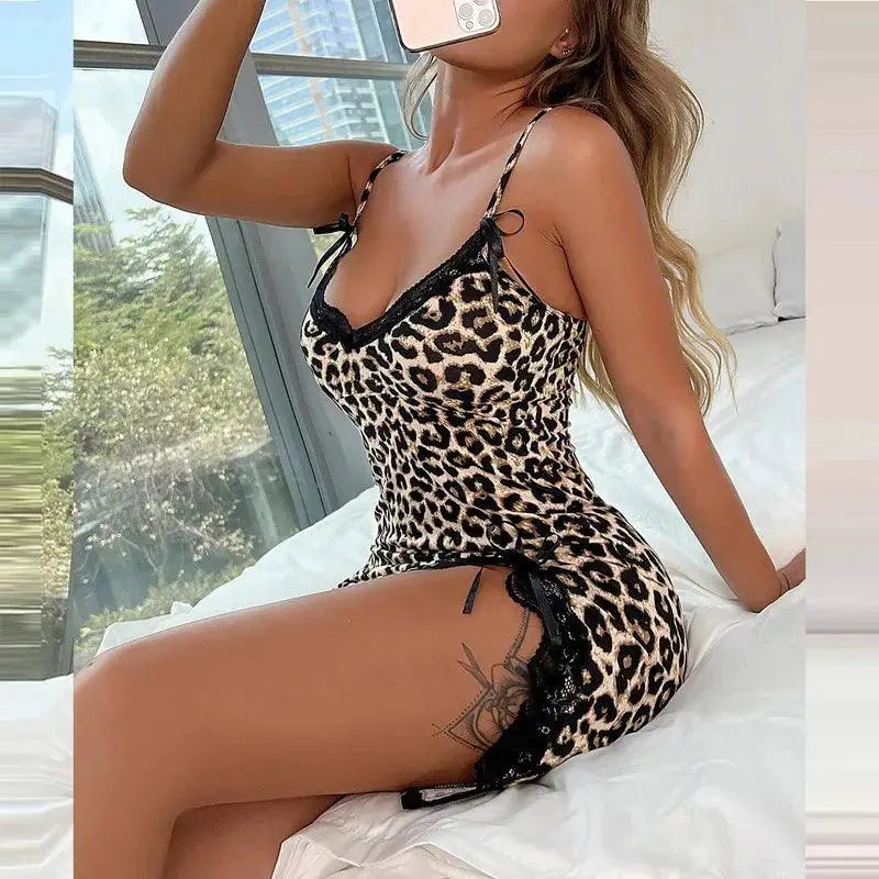 Leopard Lace Nightdress Sensual Lingerie for Evenings