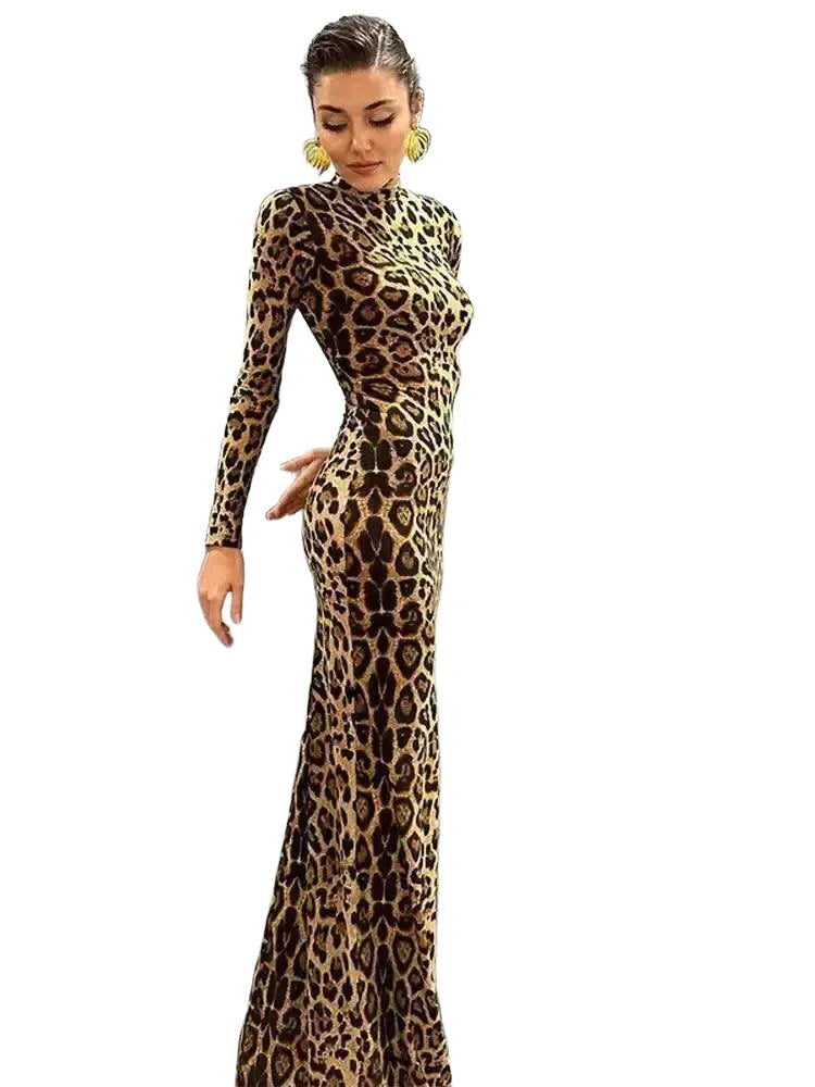 Sequin Leopard Maxi Dress - Evening — Leopard A