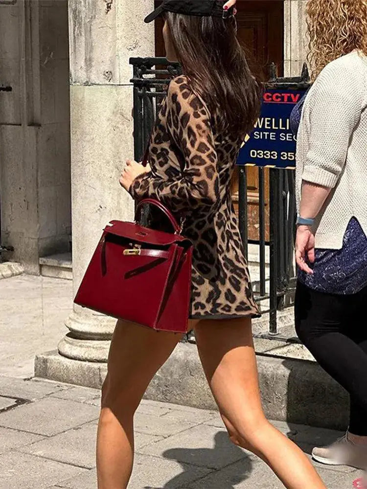 Leopard Print Mini Dress High Street Statement Piece Chic