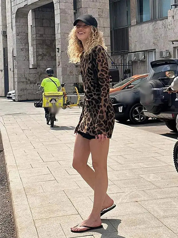 Leopard Print Mini Dress High Street Statement Piece Chic