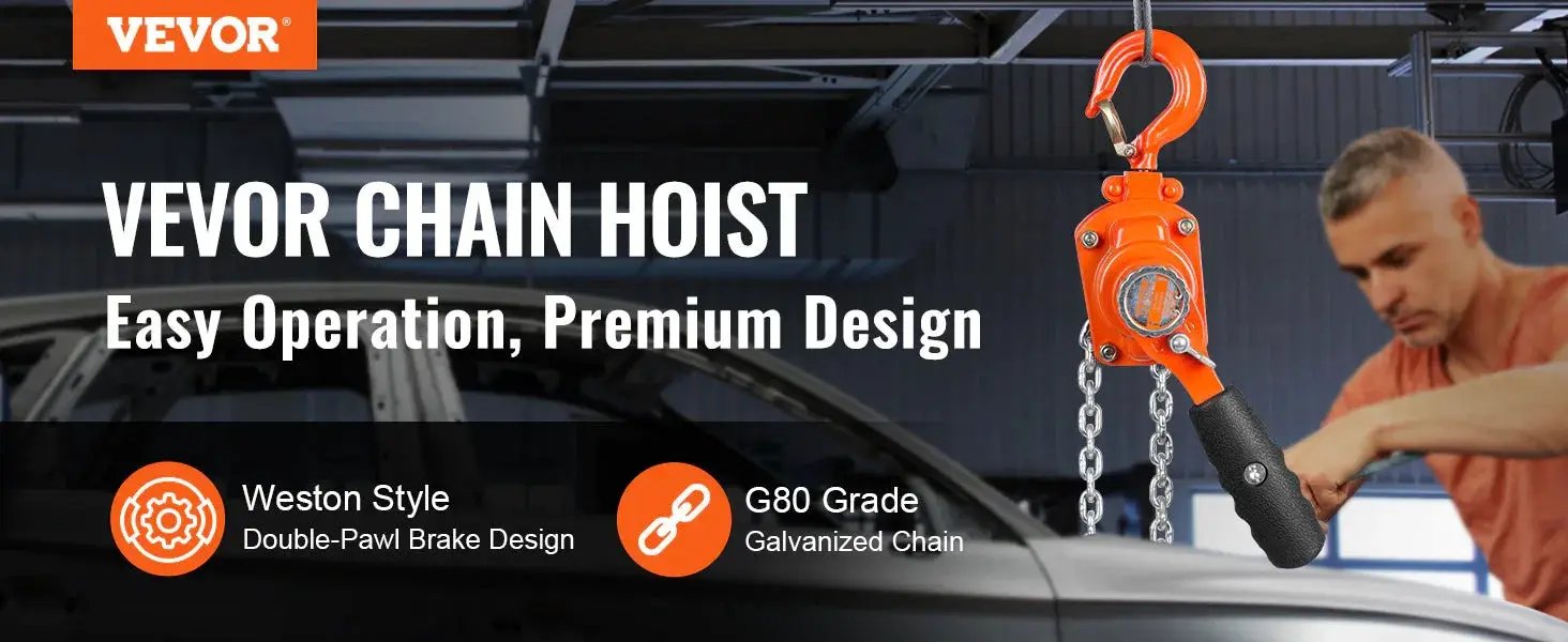 Vevor Manual Lever Chain Hoist One Quarter Ton G80 Steel