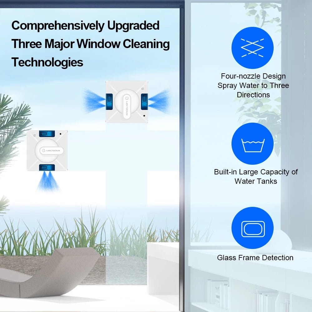 Liectroux YW509 Window Cleaning Robot - Laser Sensor Navigate 4 Ways Water Spray
