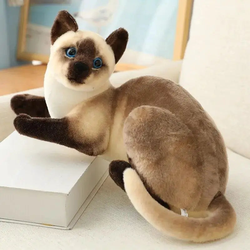 Lifelike Siamese Cat Plush Toy for Home Decor and Gifts