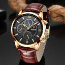 LIGE Chronograph Watch Luxury Leather Quartz Timepiece for Men