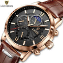 LIGE Chronograph Watch Luxury Leather Quartz Timepiece for Men