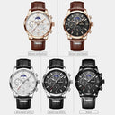 LIGE Men's Leather Chronograph Watch Luxury Timepiece for Him