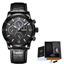 LIGE Men's Leather Chronograph Watch Luxury Timepiece for Him