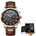 LIGE Men's Leather Chronograph Watch Luxury Timepiece for Him