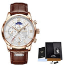 LIGE Men's Leather Chronograph Watch Luxury Timepiece for Him