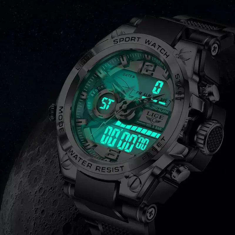 LIGE Men Military Adventure Watch Waterproof Digital